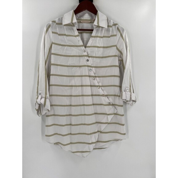 SOFT SURROUNDINGS Asymmetrical Washed Tencel Tunic Top Striped XSMALL Easy Wear - Picture 7 of 12